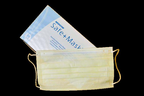 Процедурні маски з петлями для вух SAFE+MASK Economy, Жовтий